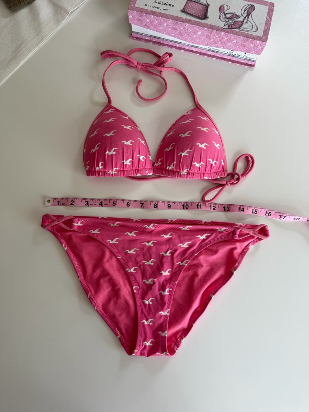 Pink Seagull Print Bikini Set
